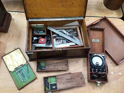 Lot 2307 - Old workbox filled with precision tools