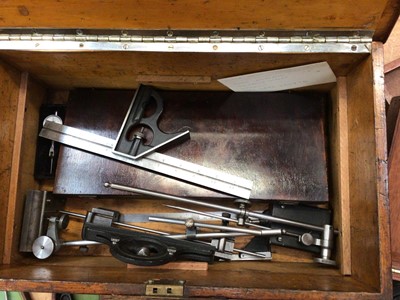 Lot 2307 - Old workbox filled with precision tools