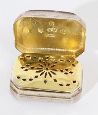 Lot 354 - George III silver vinaigrette of shaped rectangular form with canted corners.