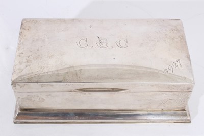 Lot 380 - Two 1920s silver cigarette boxes, a silver cigarette case and one other case.