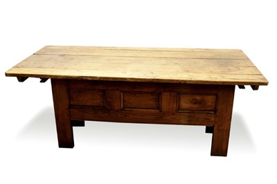 Lot 1318 - 19th century French Savoie oak roll top dining table