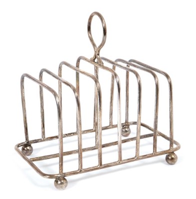 Lot 388 - Large Edwardian silver six division toast rack