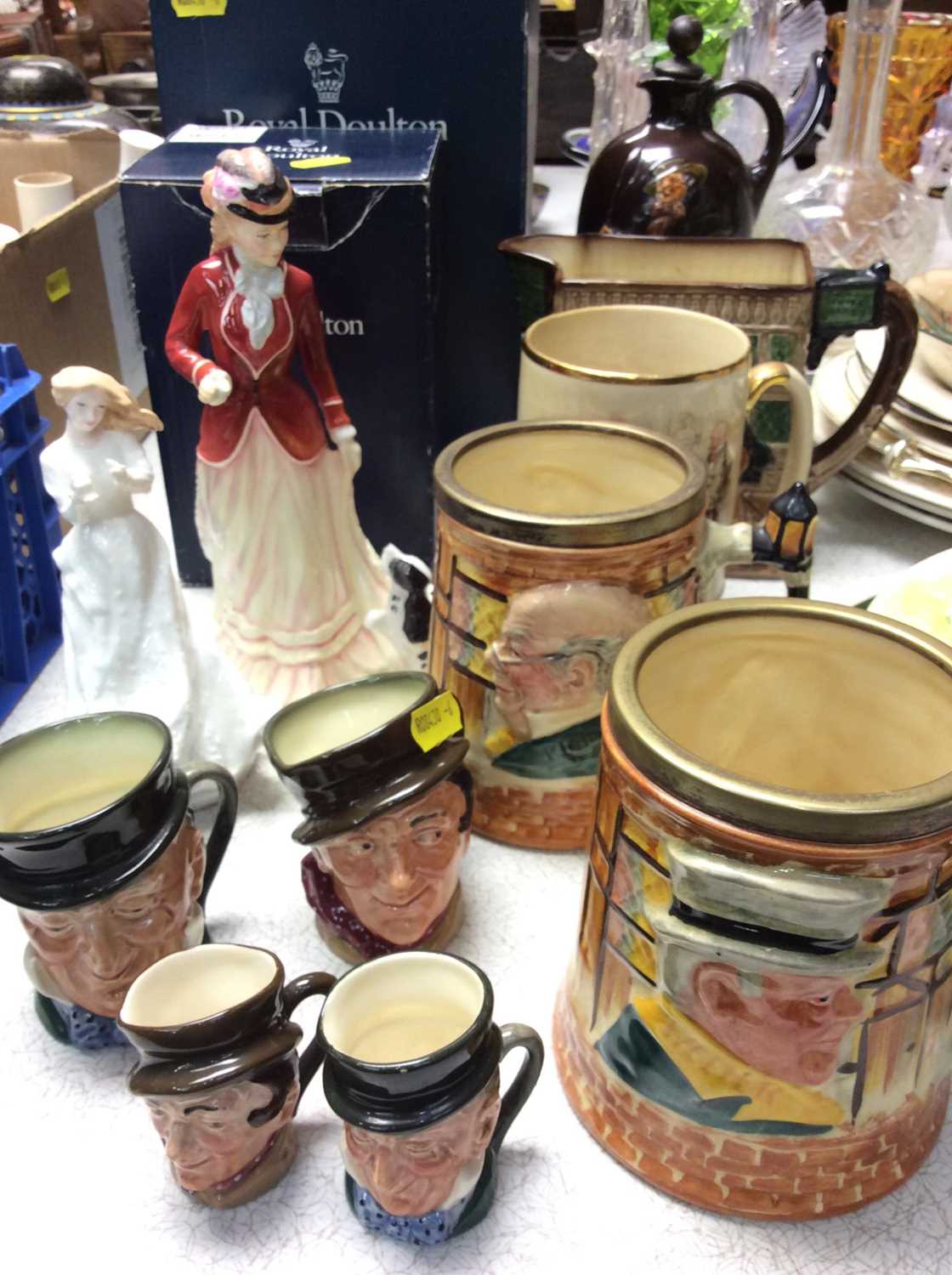 Lot 434 - Group of Royal Doulton Dickens Ware together with other Doulton plates and two figures