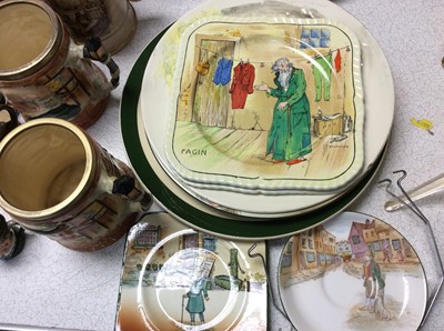 Lot 434 - Group of Royal Doulton Dickens Ware together with other Doulton plates and two figures