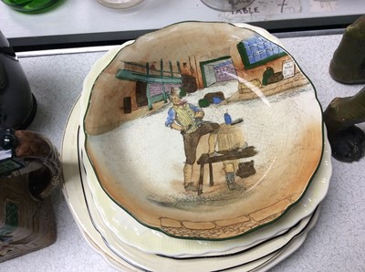 Lot 434 - Group of Royal Doulton Dickens Ware together with other Doulton plates and two figures
