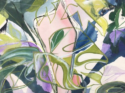 Lot 49 - Joyce Pallot (1912-2004) watercolour- Hot House Plants, signed, in glazed frame. 68cm x 46cm