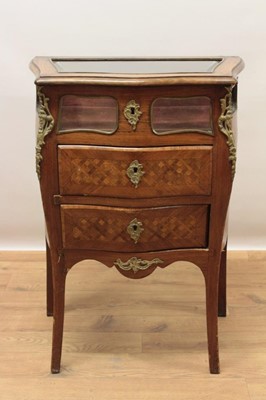 Lot 1345 - Continental bombe form parquetry display cabinet