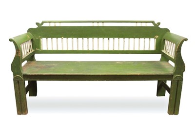 Lot 1511 - 19th century Continental green painted pine bench