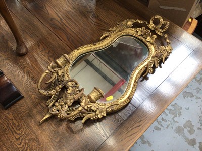 Lot 487 - Victorian gilt gesso girandole mirror with two candle sticks, 67cm high