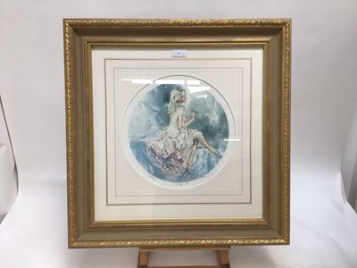 Lot 201 - Gordon King (b.1939) set of three signed limited edition photo lithograph - Silk, 140/750, 33cm diameter, in glazed gilt frame