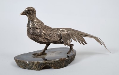 Lot 367 - Continental silver table ornament in the form of a hen pheasant.