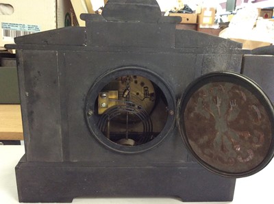 Lot 415 - Early 20th century black slate mantle clock