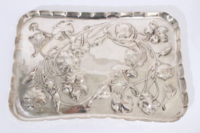 Lot 369 - Edwardian Art Nouveau silver tray of rectangular form.