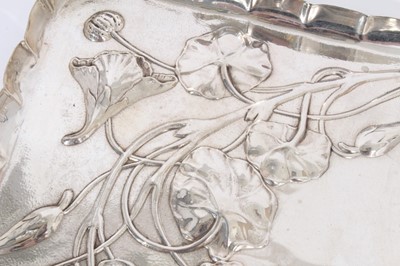 Lot 369 - Edwardian Art Nouveau silver tray of rectangular form.