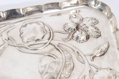 Lot 369 - Edwardian Art Nouveau silver tray of rectangular form.