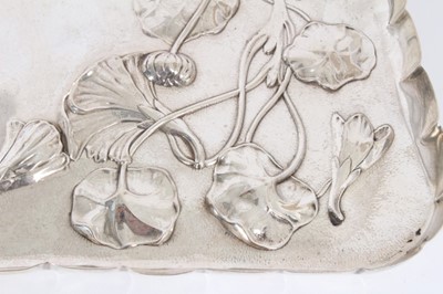 Lot 369 - Edwardian Art Nouveau silver tray of rectangular form.