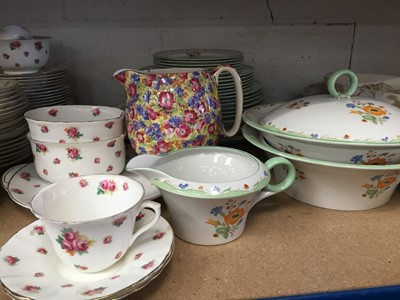 Lot 214 - Shelley porcelain 'Posy Spray' dinner service, Royal Doulton 'Hampton Court' dinner and tea service, other china teawares and decorated china.