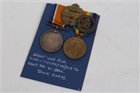 Lot 255 - First World War pair - comprising War and...