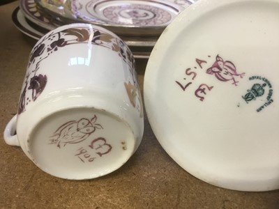 Lot 207 - Laura Knight for Foley, two lustreware dishes, the largest 8cm diameter, together with two outside painted lustre pieces and other lustreware, 19th / 20th century