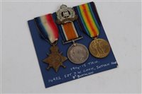 Lot 256 - First World War 1914 - 1915 Star trio -...