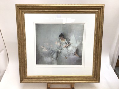 Lot 9 - William Russell Flint (1880-1969) limited edition colour print - 'Gladioli', 193/750, a copy of a related letter attached verso, with WRF blindstamp, 41cm x 45cm, in glazed gilt frame