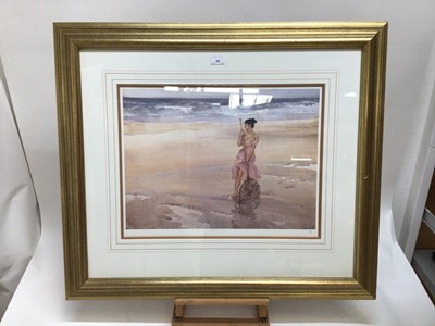 Lot 10 - William Russell Flint (1880-1969) limited edition colour print - semi-clad fisher girl on the shore, 576/650, with WRF blindstamp, 40cm x 53cm, in glazed gilt frame