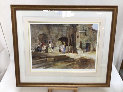 Lot 198 - William Russell Flint (1880-1969) limited edition colour print - female figures gathered, with WRF blindstamp, 42cm x 58cm, in glazed gilt frame