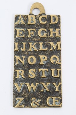 Lot 886 - 18th century style brass alphabet plaque