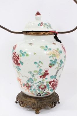 Lot 146 - 18th/19th century Chinese famille rose ormolu mounted lamp