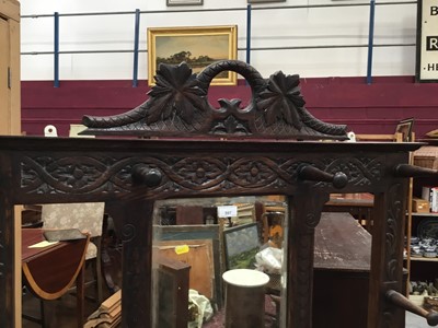 Lot 341 - Late Victorian carved oak hall stand with bobbin supports, mirror and drawer , 205 cm high, 89 cm