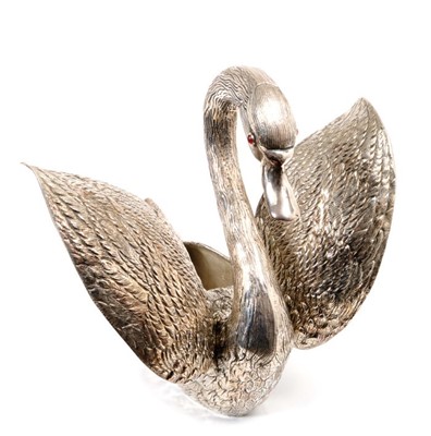 Lot 372 - Late 19th/early 20th century cast silver plated centrepiece modelled in the form of a swan