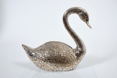 Lot 372 - Late 19th/early 20th century cast silver plated centrepiece modelled in the form of a swan