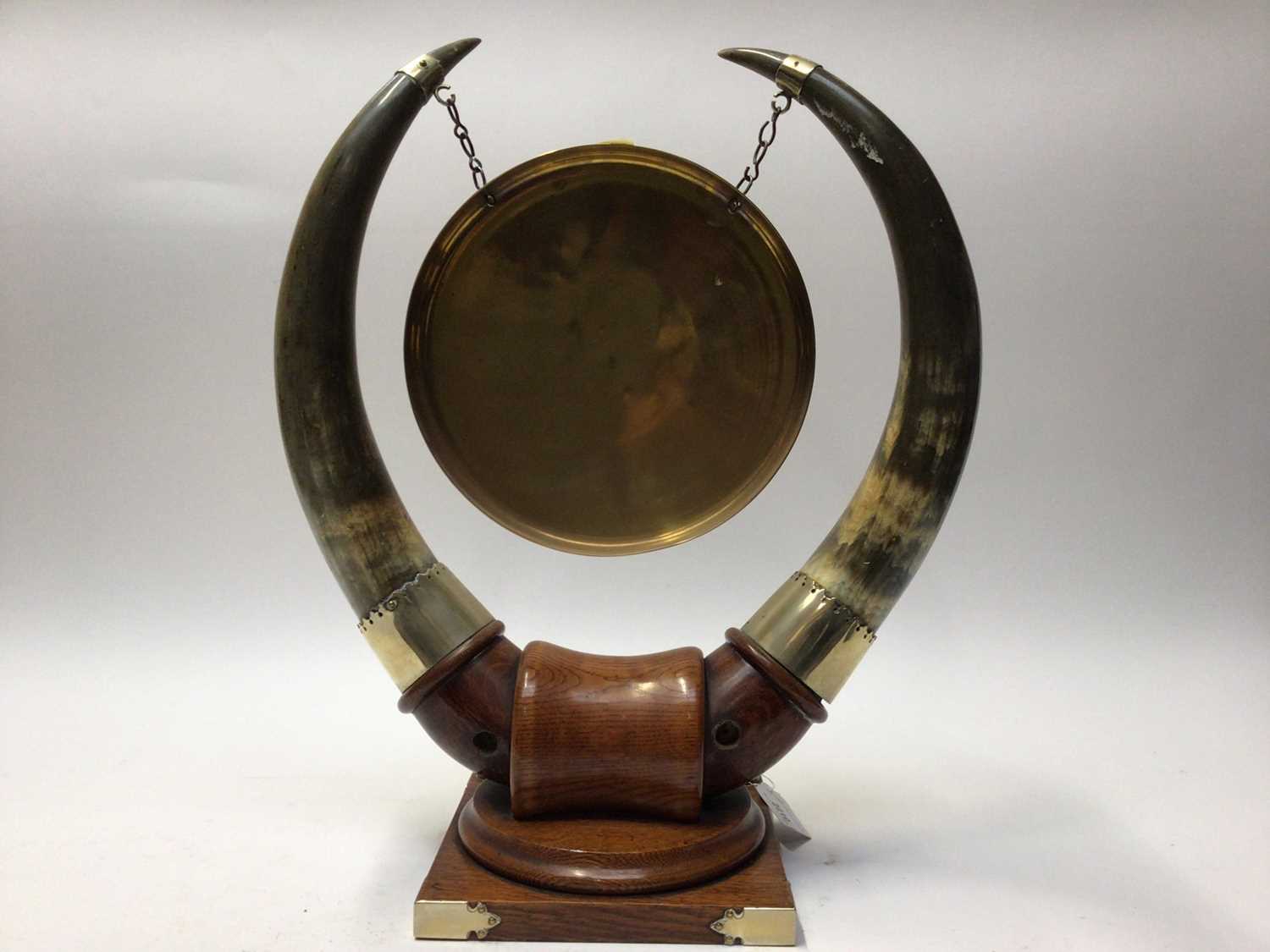 Lot 2210 Edwardian oak and brass dinner gong with