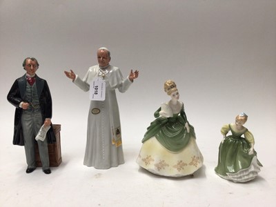 Lot 1018 - Seven various Royal Doulton figures to include Pope John Paul II