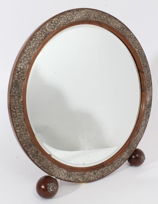 Lot 375 - Late 19th/early 20th century table mirror of circular form, with bevelled mirror plate