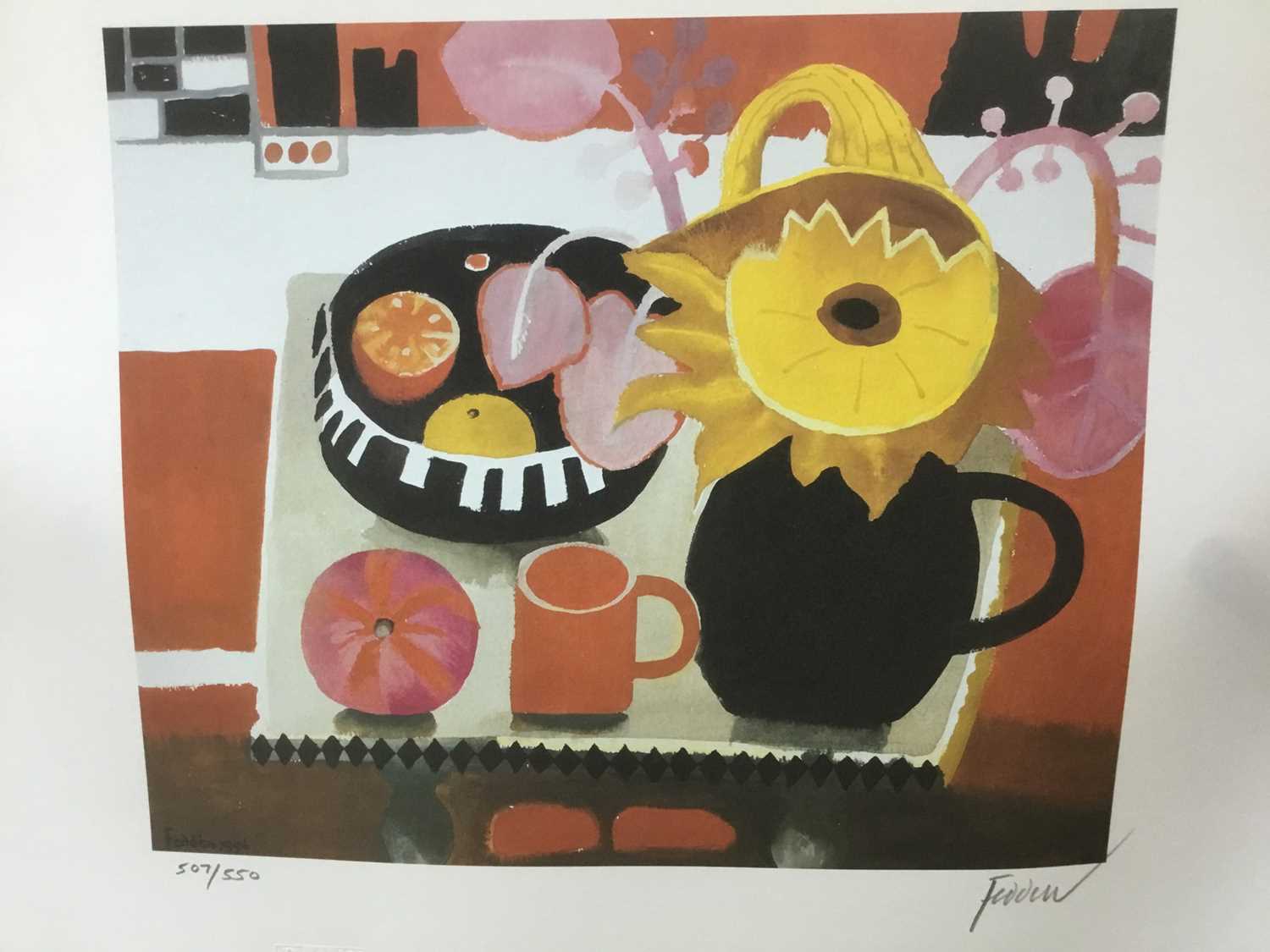 Lot 105 - *Mary Fedden (1915-2012) signed limited edition print, 'The Orange Mug', 1996, No. 507 / 550, published by Bow Art, unframed, 32cm x 40.5cm