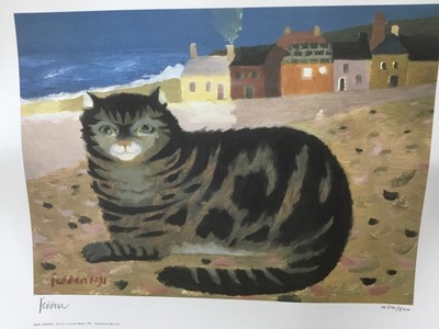 Lot 91 - *Mary Fedden (1915-2012) signed limited edition print, 'Cat on a Cornish Beach', 1991, 424 / 500, published by Bow Art, unframed, 35cm x 50cm