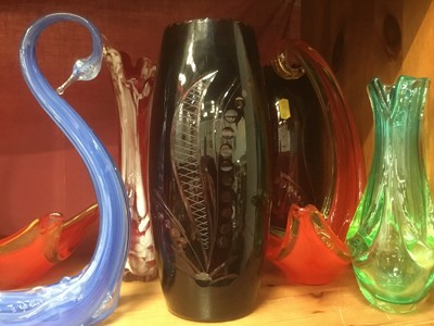 Lot 254 - Collection of art glass vessels and murano glass sculptures