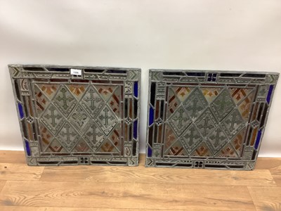 Lot 1306 - Two stained glass 19th century cut and leaded glass panels