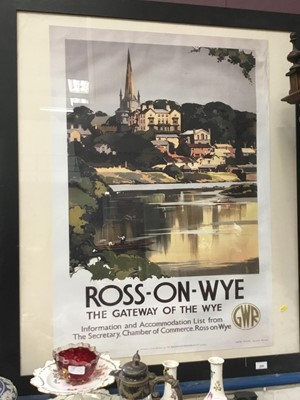 Lot 228 - Reproduction print of a GWR poster 'Ross-On-Wye', in glazed frame