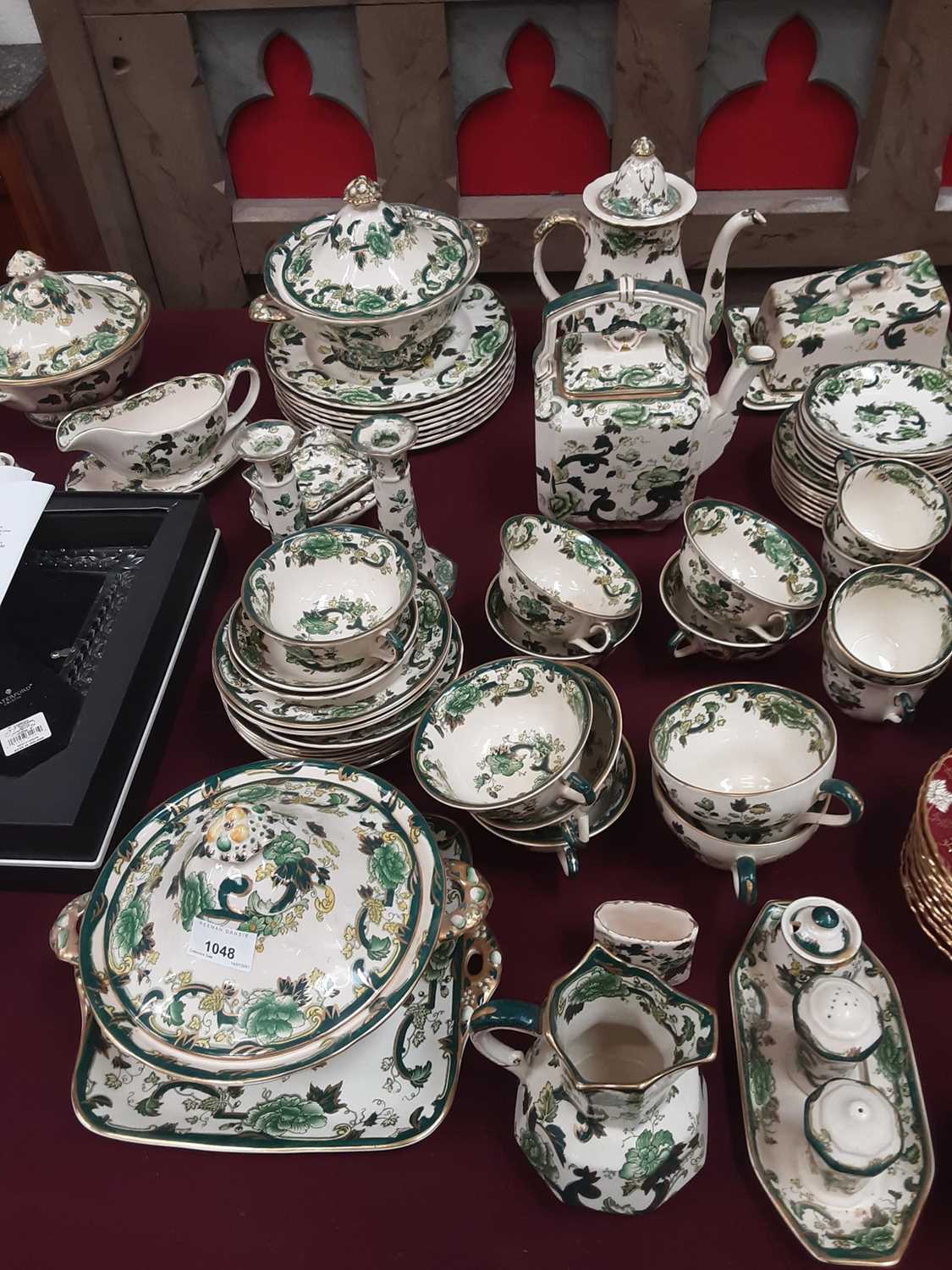 Lot 1048 - Group of Masons Chartreuse pattern ceramics