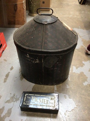 Lot 103 - Japanned tin military hat box, with a Size 1 Vicsten box inside