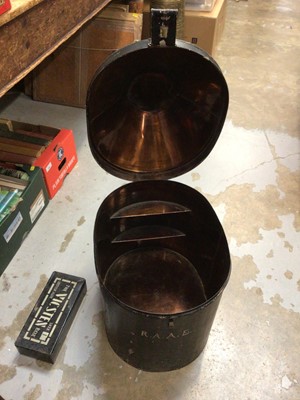 Lot 103 - Japanned tin military hat box, with a Size 1 Vicsten box inside