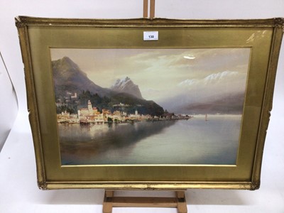 Lot 215 - Early 20th century gouache - Italian Lake view, indistinctly signed, 36cm x 53cm, in glazed gilt frame