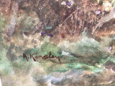 Lot 214 - Albert Kinsley (1852-1945) watercolour - extensive landscape, signed, 25cm x 36cm, in glazed gilt frame