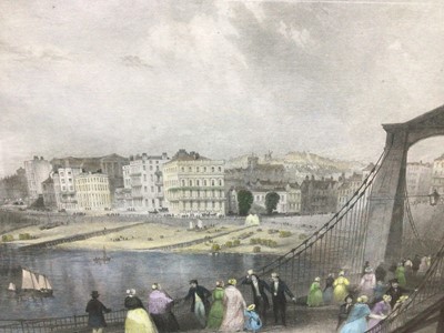 Lot 301 - 19th century hand coloured engraving after Prior - Brighton Pier, published by Robins, 24cm x 44cm, in glazed gilt frame