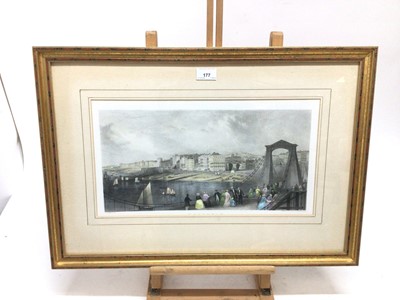 Lot 204 - 19th century hand coloured engraving after Prior - Brighton Pier, published by Robins, 24cm x 44cm, in glazed gilt frame