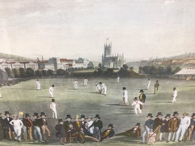 Lot 178 - 19th century-style coloured print - The Cricket Match between Sussex & Kent, at Brighton, 48cm x 66cm, in glazed gilt frame