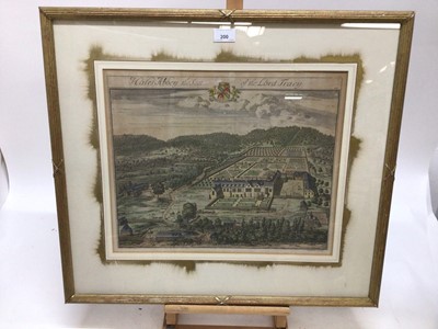 Lot 200 - Antique hand coloured Kip engraving - Hales Abbey the seat of Lord Tracy, 37cm x 45cm, in glazed gilt frame