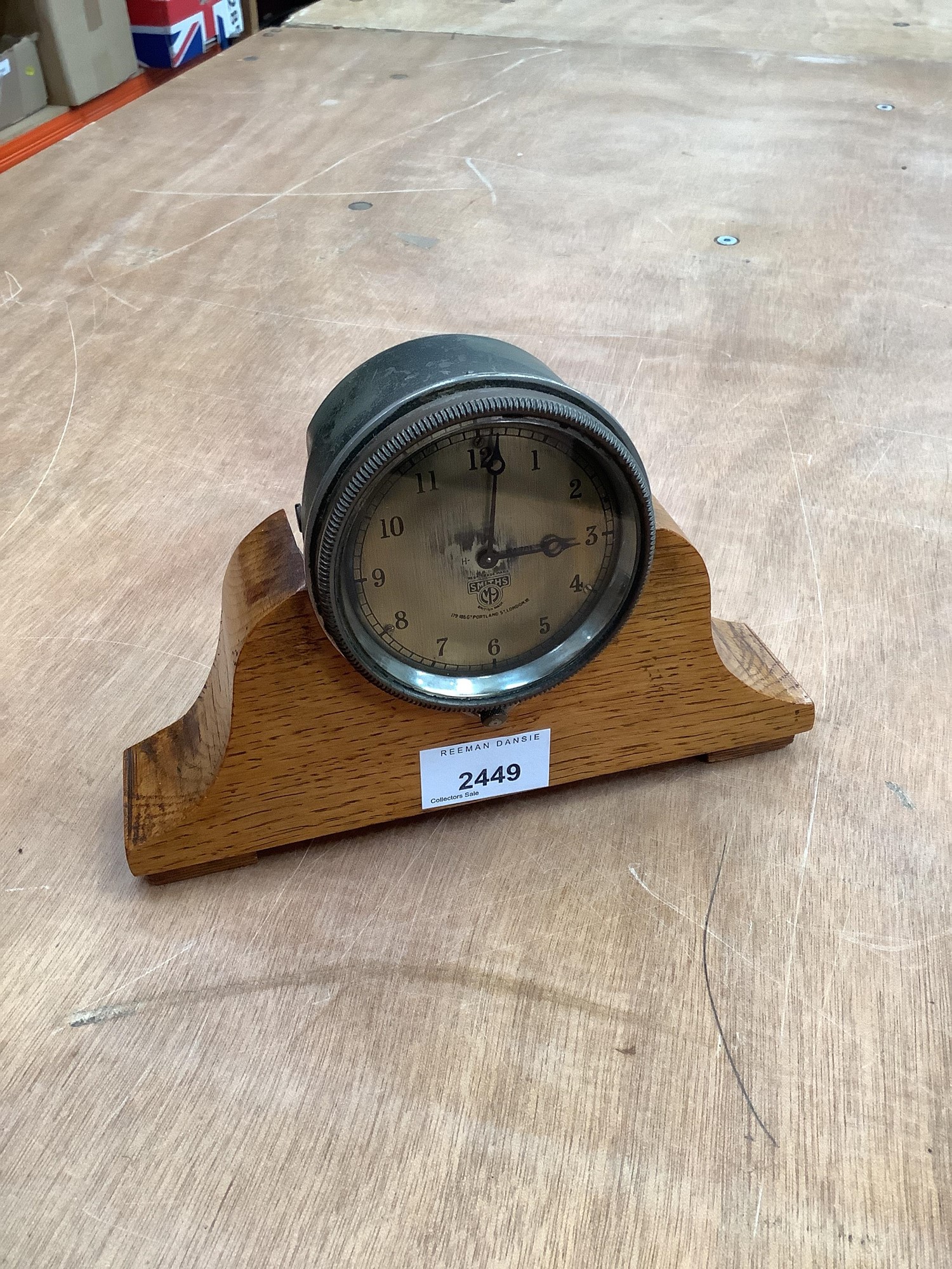 Lot 2449 Smiths Car Clock on oak stand